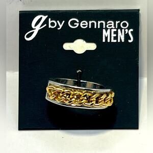 NWT Men’s silver and gold tone rope braided ring